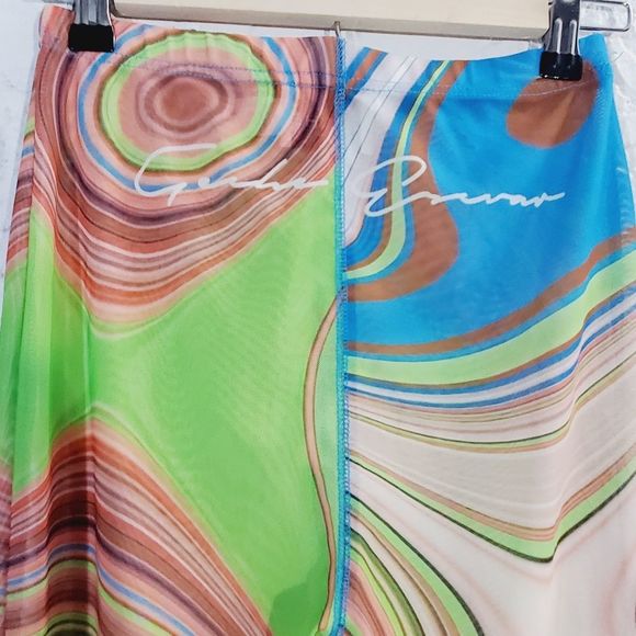 Geche Escavar mesh swirl colorfull footed leggings size  4 - Picture 6 of 12